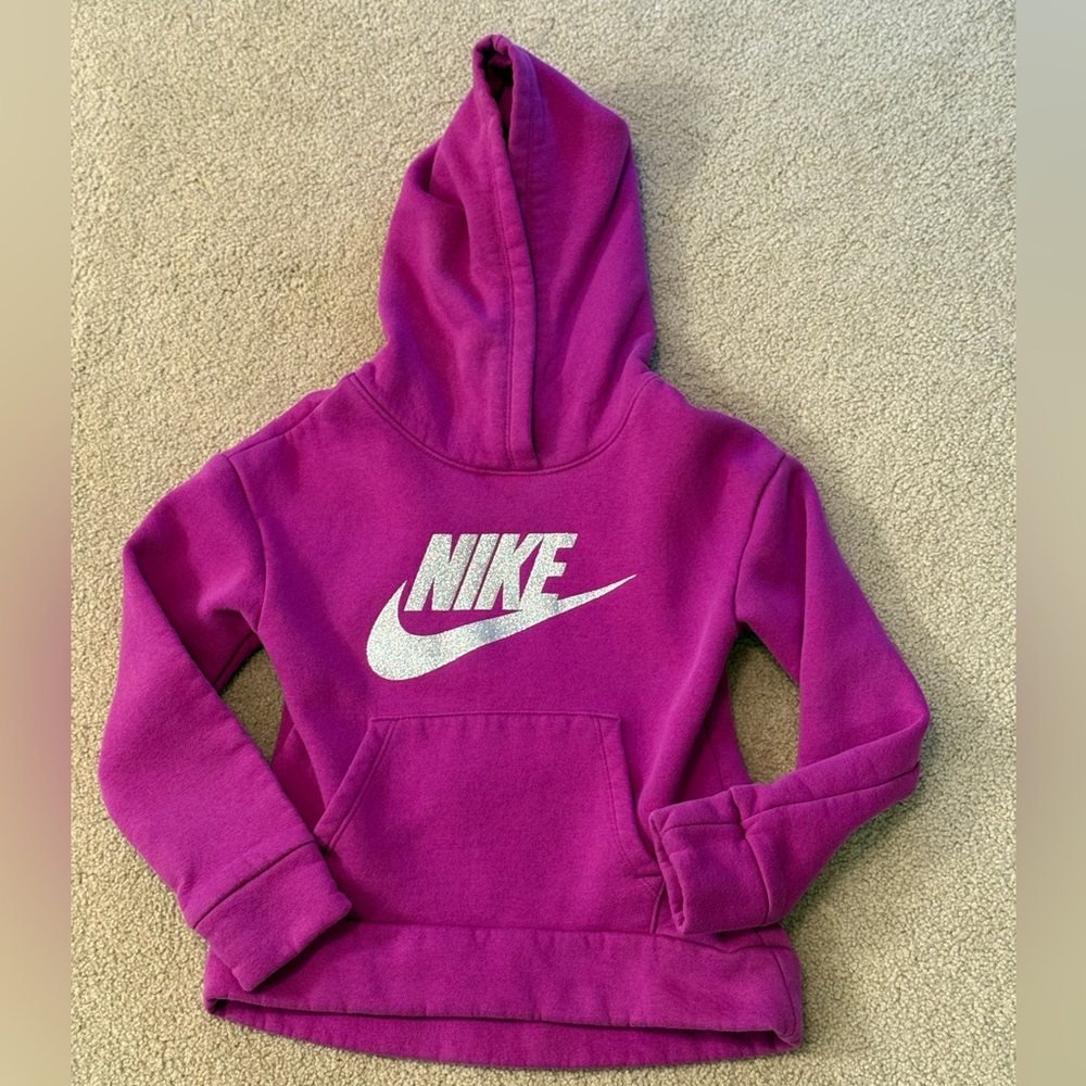 Nike Girls’ Pink Magenta Pullover Hoodie Sweatshirt Size 6